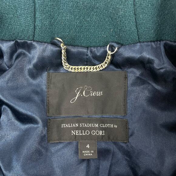 J. Crew Chateau Parka Coat Stadium Cloth Wool Midnight Green Size 4 - Picture 10 of 11